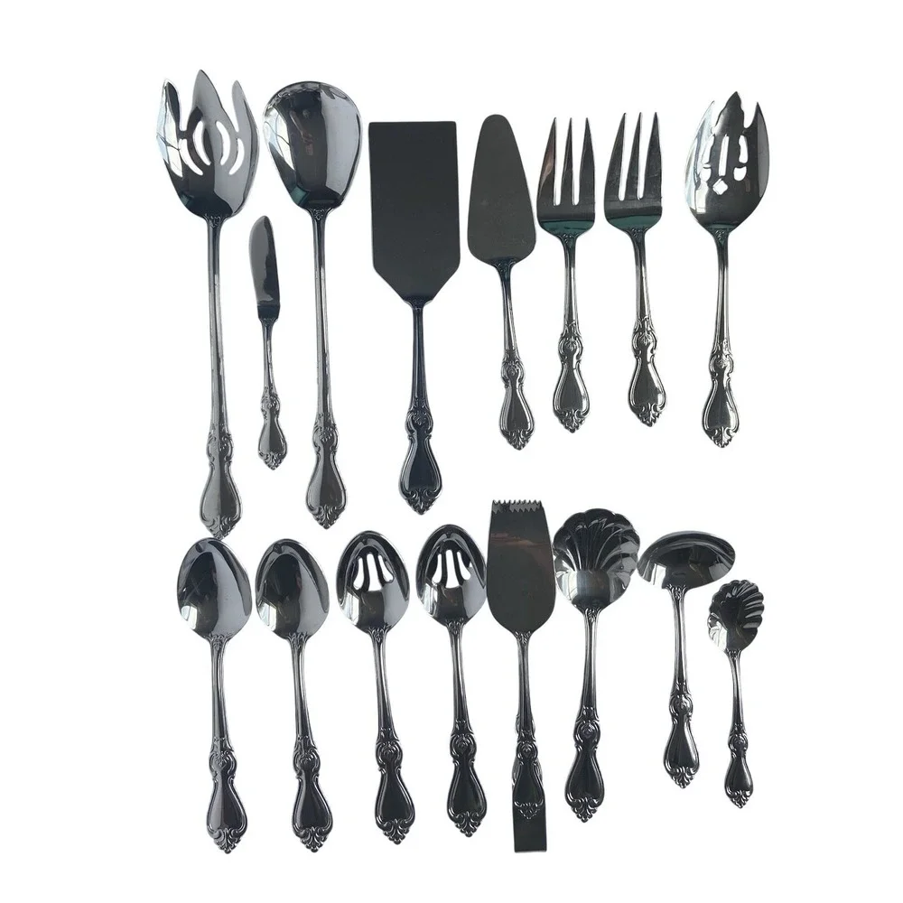 Reed & Barton 18/10 Stainless Steel Ornate Serving Set 15 Piece‎ Silverware